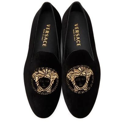 fake versace black velvet medusa loafers|Versace loafers women.